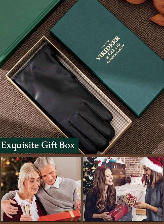 VIKIDEER Super Warm Fur Lined Leather Gloves for Women Winter Gloves Touchscreen Texting Driving Black Large - Image 4